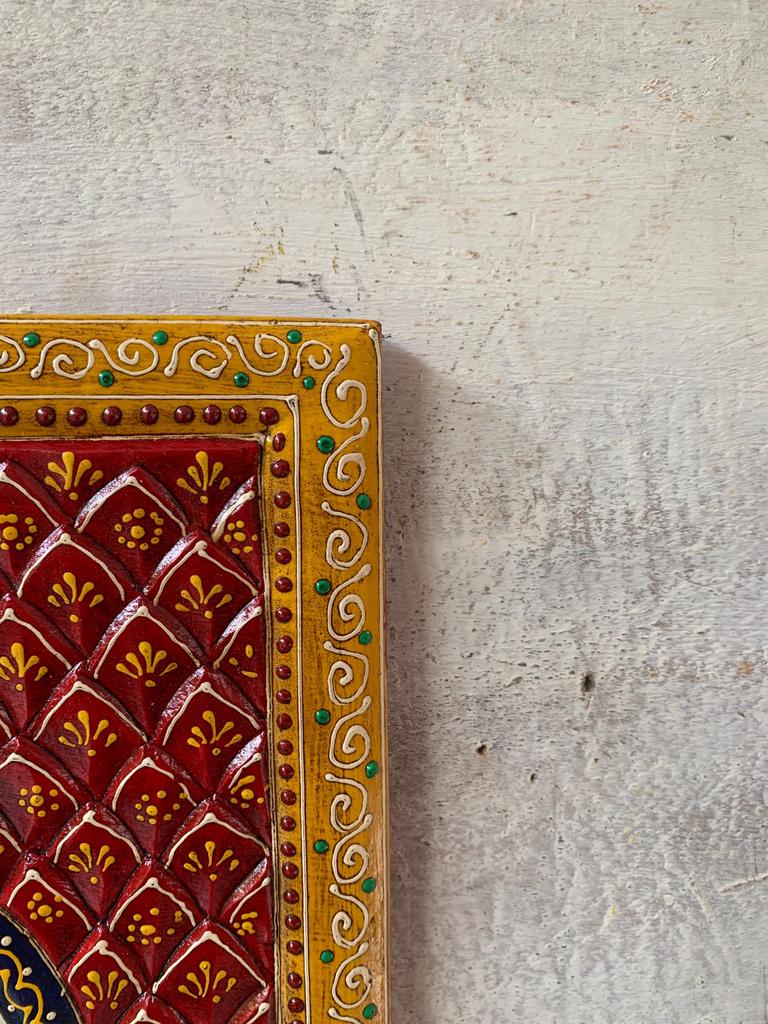 Hand-Painted Wooden Jharokha Frame: Indian Wall Decor