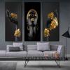 African Woman Wall Art Painting Art Posters and Prints Big Black Woman Holding Gold Jewelry Canvas Picture Home Decor