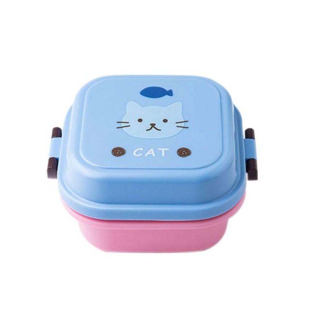Portable Square Animal Snack Fruit Plastic Lunch Box Food Storage Box Fresh Keeping Box Tableware