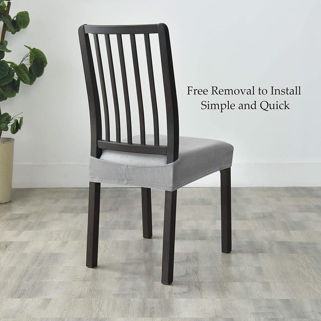 Velvet Stretch Chair Seat Covers Dining Room Removable Washable Chair Seat Protector Slipcover