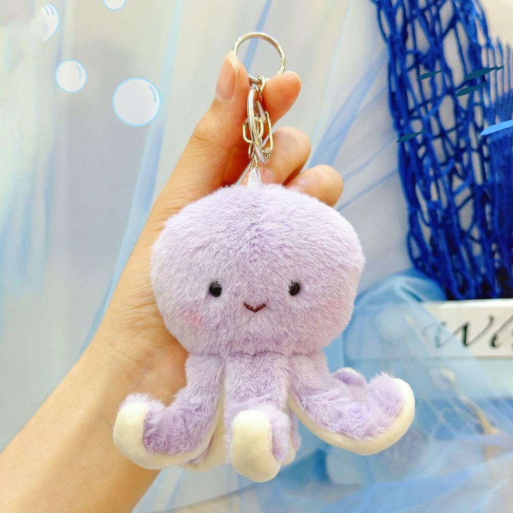 Small Turtle Ocean Animal Plush Keychain Kawaii Press Sound Pendant Fluffy Whale Keyring  Children