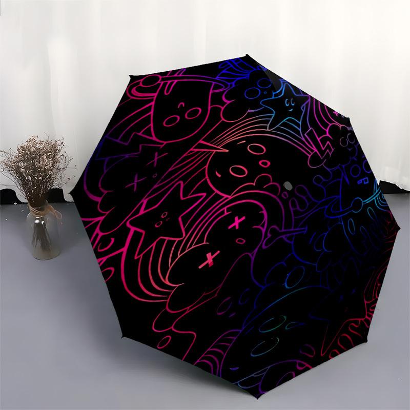1pc Psychedelic Doodle Art Umbrella with Plastic Handle,Suitable for All Seasons Home Travel Outdoor UmbrellaDD1804