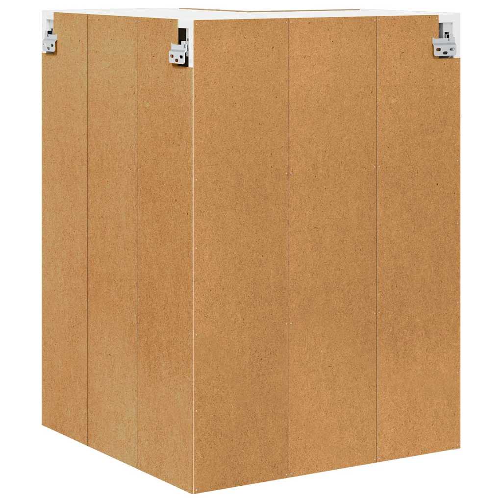 Artisan Oak and White Wall Mounted Corner Cabinet 57 X 57 X 80 Cm