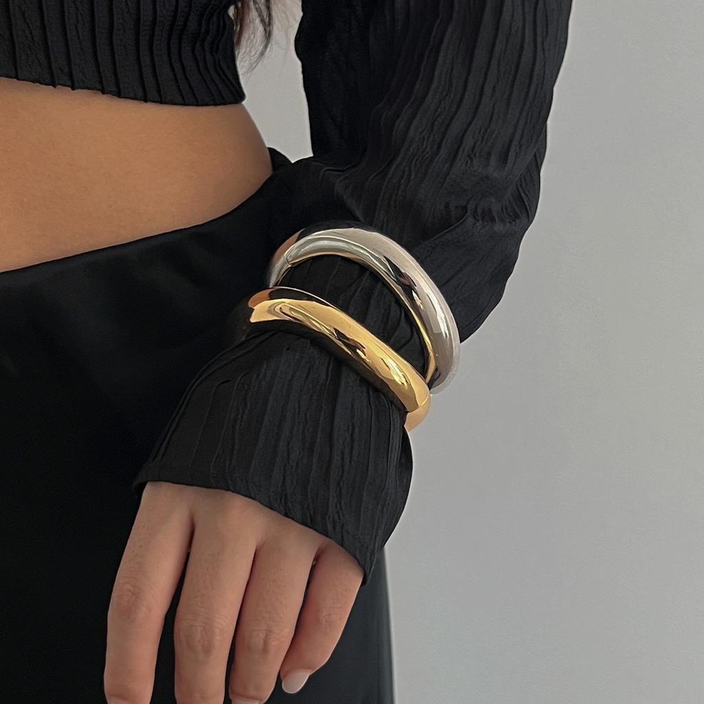 DIEZI Recommend New Irregular Geometric Bangles For Women Men Vintage Fashion Gold Silver Color Spring Cuff Bracelets Jewelry