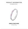Bamoer 925 Sterling Silver Simple Check Ring Size 6 7 8 9 for Women Light Pink & White Color Ring Fine Jewelry Wedding Gift