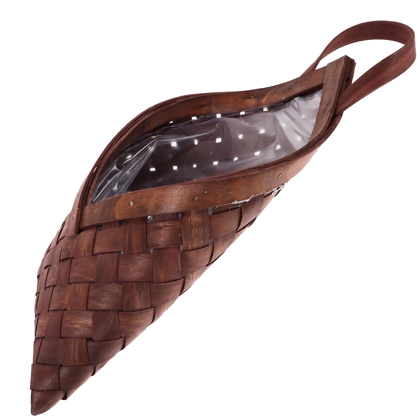 

Подвесная цветочная корзина, деревянные настенные цветочные горшки, искусственные растения для помещений 31.00X17.00X6.50CM кофейный