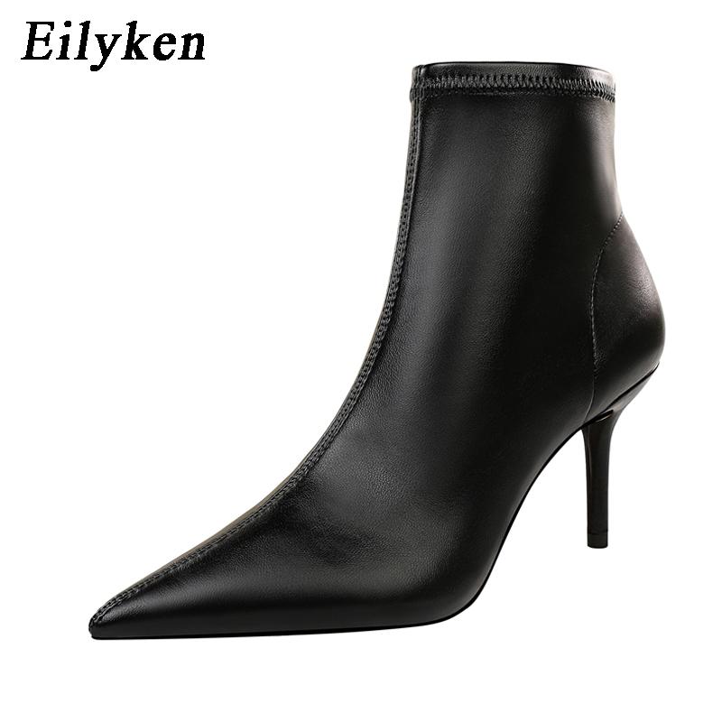 

Fashion Eilyken Winter Zipper Ankle Boots Women Sexy Stiletto High Heels Shoes Fashion Pointed Toe Party Ladies Pumps 34 чорний