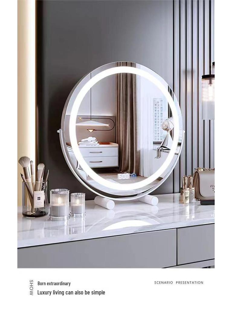 Roterbar cylindrisk LED-sminkspegel med fyllnadsljus