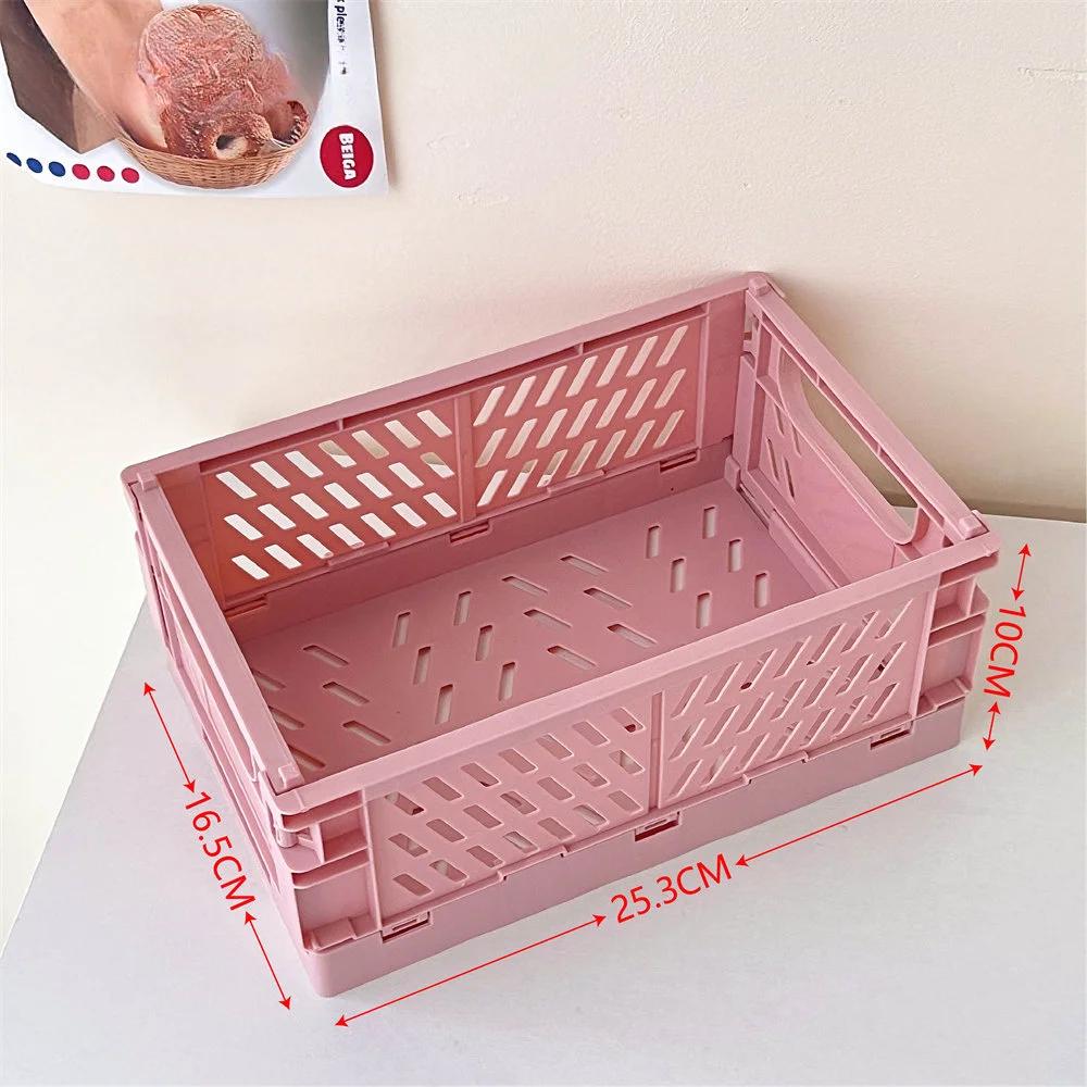 Collapsible Storage Box Plastic Storage Plastic Storages Box Cosmetic Organizer Desktop Plastic Baskets With Handle Bathroom Box