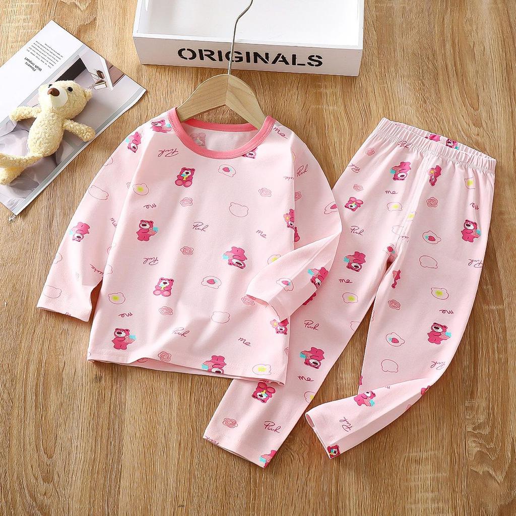 Kids' Autumn Lycra Cotton Pants Set: High-Elastic, Cartoon Print, Soft & Skin-Friendly Home Wear.