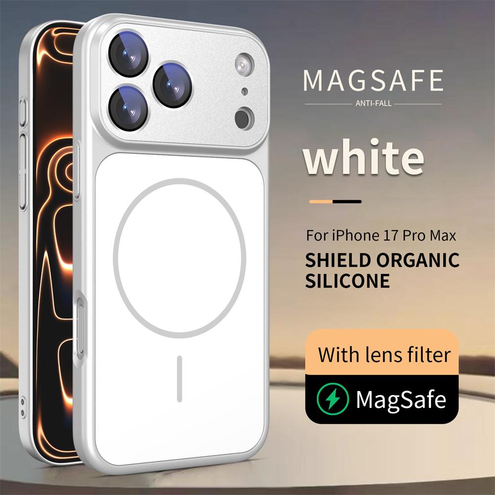 For Magsafe Magnetic Shockproof Phone Case for iPhone 17 Pro Max Air 16 15 14 13 Nano Matte Lens Glass Protect Hard Cover