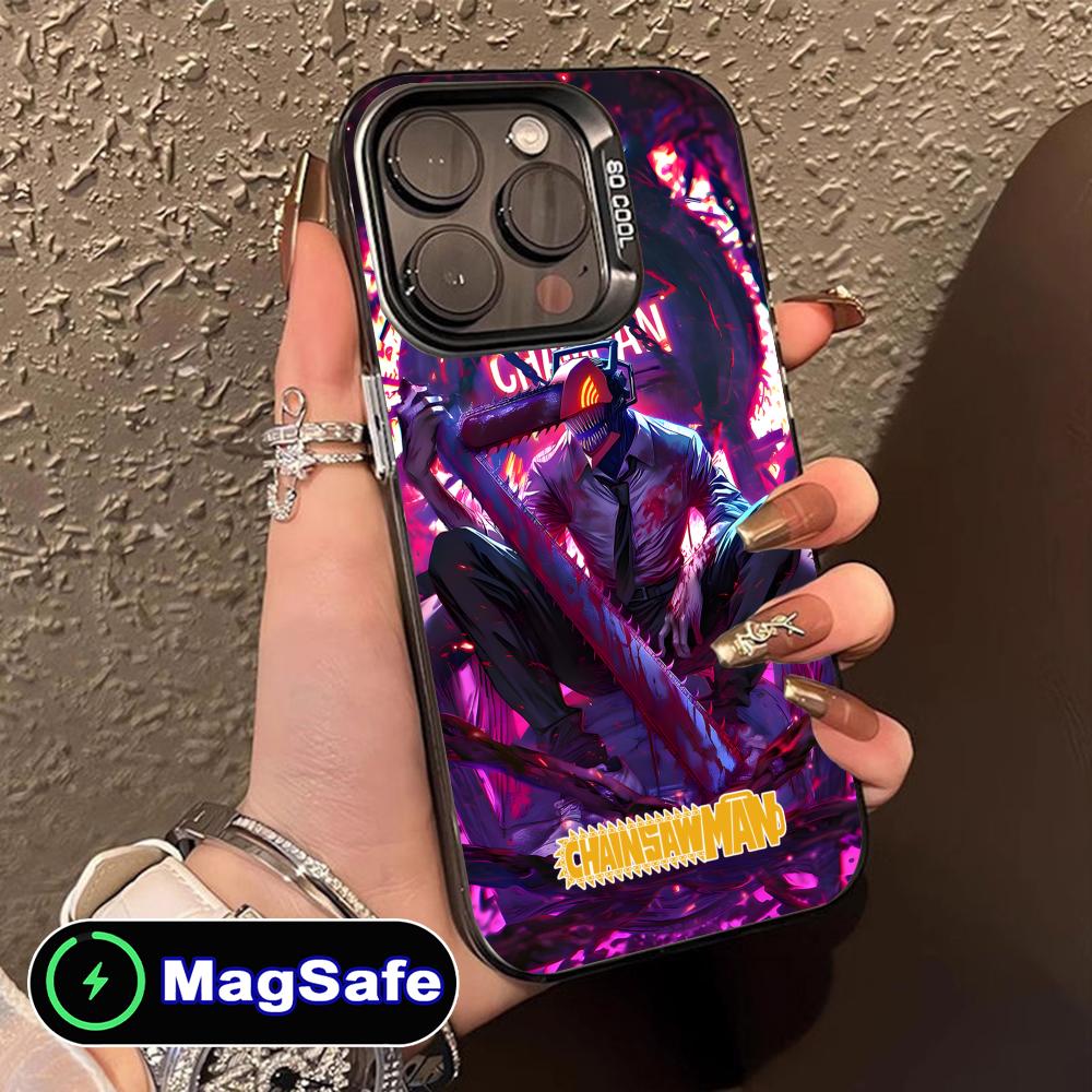 Chainsaw Anime Man Mobile Phone Case for iPhone 16 15 14 13 12 11 Pro Max Plus MagSafe Translucent Colour Protective Smartphone