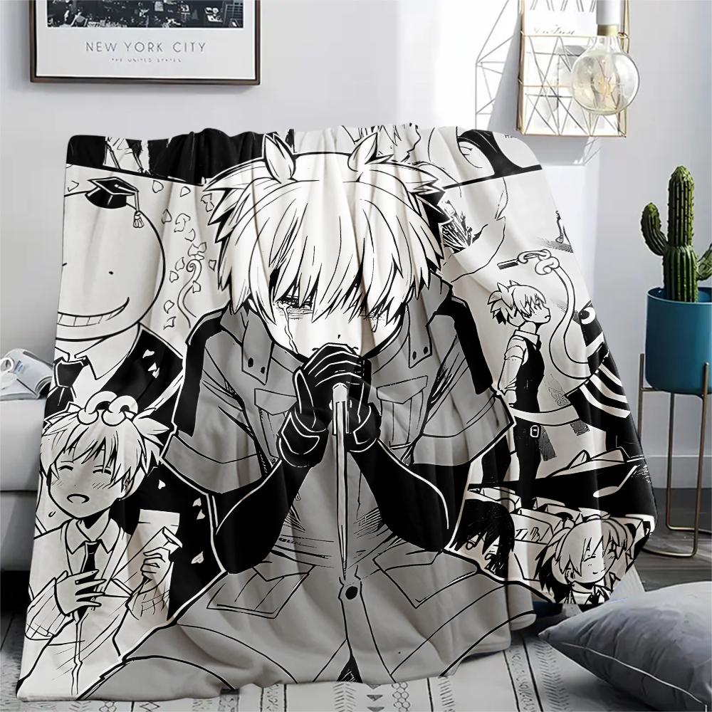 1 szt. Koc flanelowy z nadrukiem z Ansatsu Kyōshitsu, Wysoka jakość, Na wszystkie pory roku, Wystrój domu, Ciepło i komfort, Idealny na prezenty świąteczne