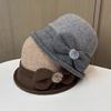 Wool Bucket Hat Thermal Hat Children Elegant Hairball Bow Mother Basin Hat