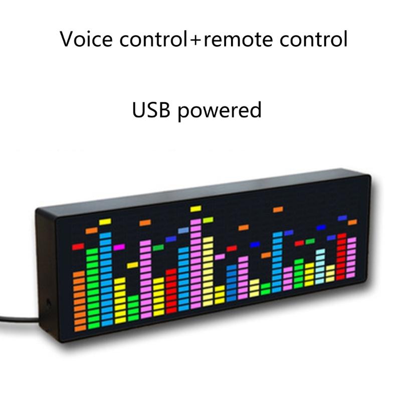 LED Music Spectrum Display RGB Colorful 1624 Segment Rhythm Light Level Voice Sensor Clock Display 384 LEDs 20 Dynamic