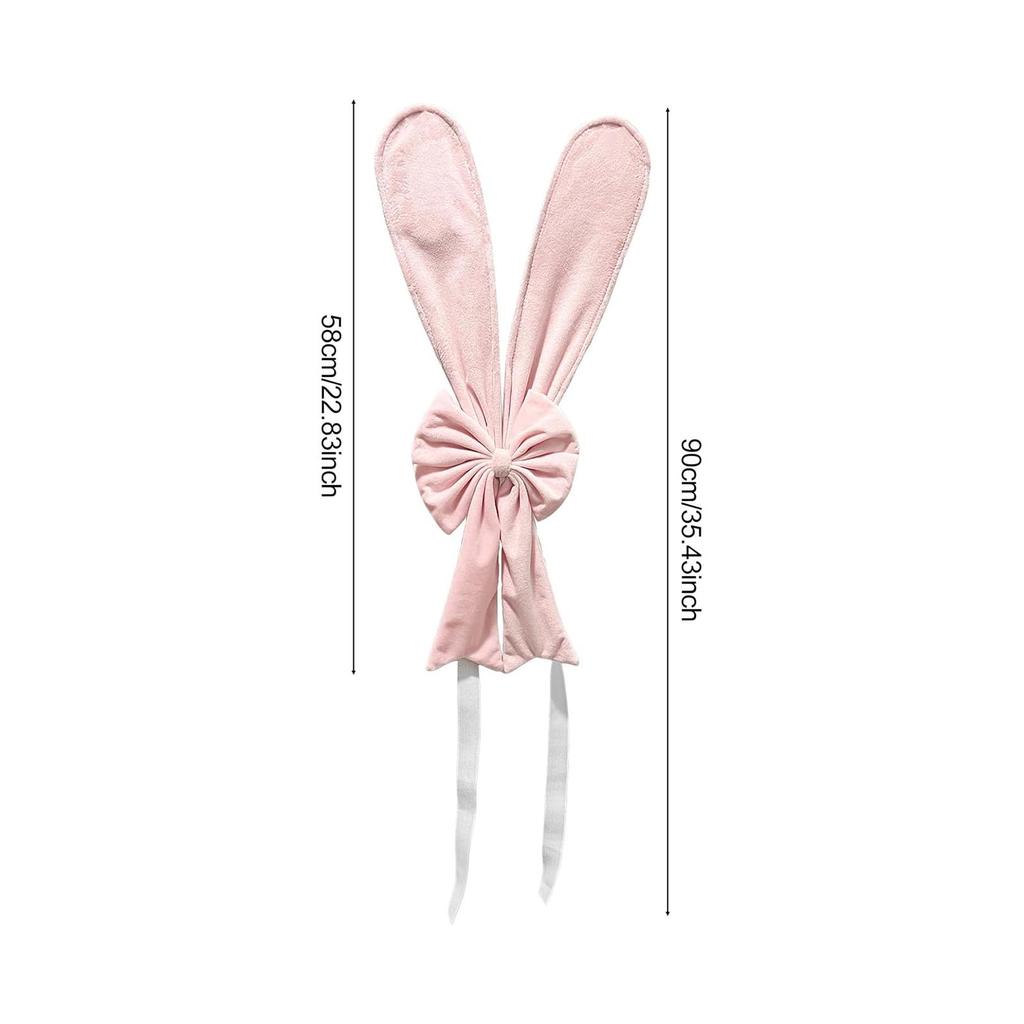 Easter Bunny Ear Chair Back Decoration Prop Cute Pink Velvet Festive Party Decor Versatile Holiday Event Chair Accessory