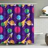 Cosmic Shower Curtain Space Traveler Bath Decor with Rocket Rockets Planets Purple 3D Printing Waterproof Polyester Fabric for B
