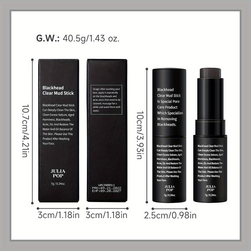 Bamboo Charcoal Blackhead Clear Mud Stick for Face, Face Scrub Removes Blackheads, Oil Control with Charcoal Extract, Fa