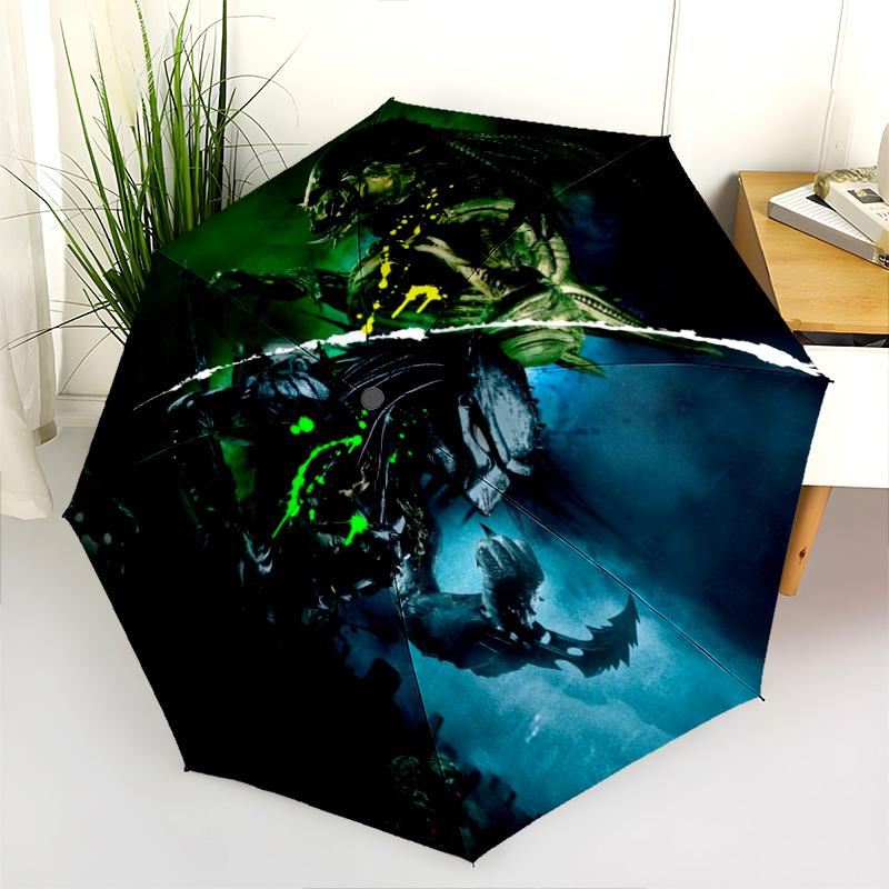 Alien Predator Duel Folding Umbrella 8 Paraphenoid Bones Umbrella Umbrella Printing Gift