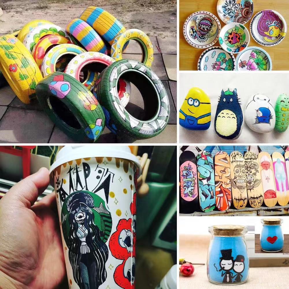 Sada 12 barevných popisovačů: Pneumatika, Auto retušování, Helma, Bílé a barevné značení pro DIY projekty