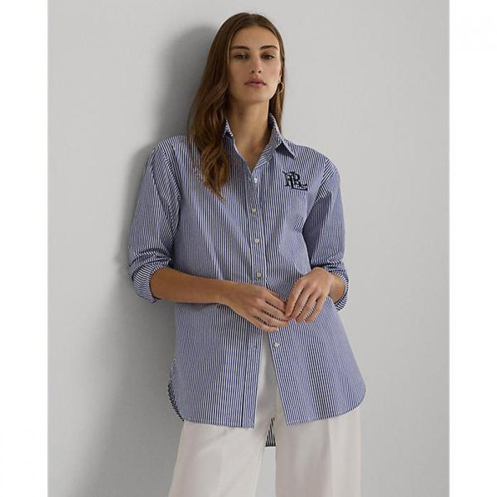 

Lauren Ralph Lauren Relaxed Fit Striped Stretch Cotton Shirt Wmlrshts6820376400 L