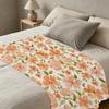 Floral Design Fleece Blanket Soft Skin-friendly Binding Edge Couch Throw, Cozy for Bedroom Living Room, Christmas Halloween Home Decor