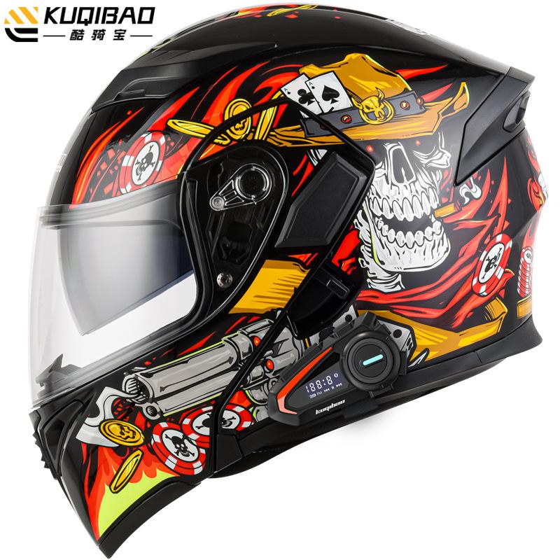 

Kuqibao Anti Fog Dual Lens Open Face Helmet Мотоциклетный шлем Bluetooth с длительным сроком службы и экраном дисплея L аэро