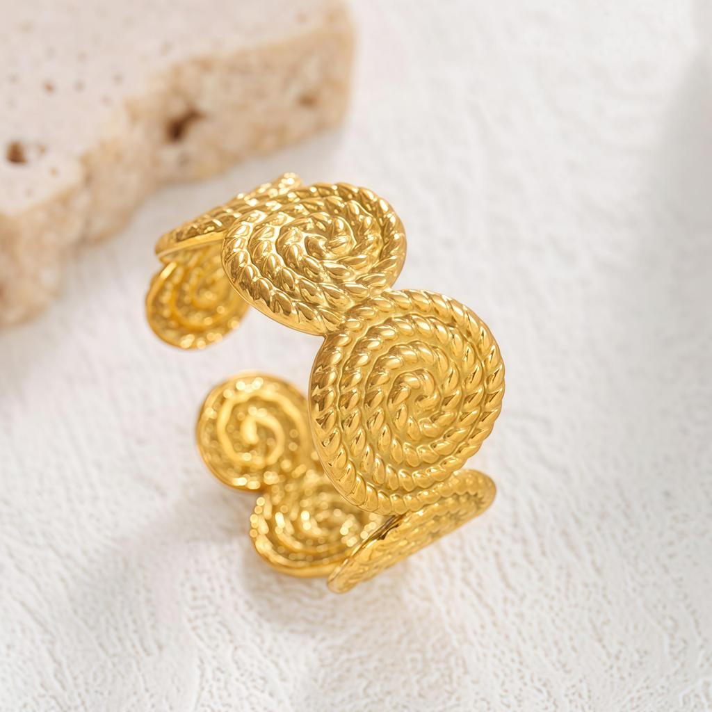 Anello in Acciaio Inossidabile Dorato a Spirale di Moda Molto Venduto