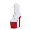 Fashion 20cm Popular Sexy Hate Sky High Boots Women's Bright Snake Pattern Thin Heeled Low Boots Super High Heeled Pole Dancing Shoes