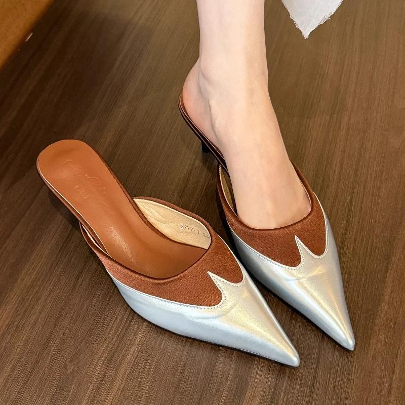 Mode Elegant Spitz Zehenbereich Transparentes PVC Herz High Heels Mules Slipper Schuhe Damen 2025 Schwarz Weiß Rot Schuhe Luxus Designer Pumps