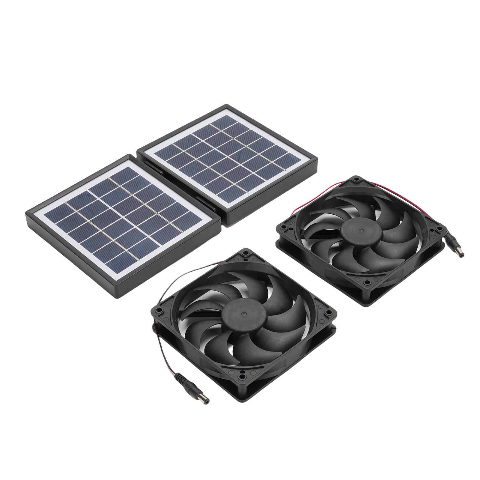 

Комплект солнечного вытяжного вентилятора, влагозащищенный, 2x5 Вт, вытяжная вентиляция, вентилятор охлаждения с 10-ваттной складной солнечной панелью для улицы, домика для животных, подсобного помещения