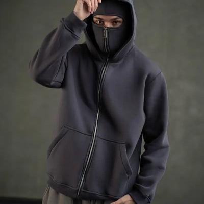 Modische Herbst-Einfarbig Reißverschluss Kapuzenpullover Jacke Herren Doppelte Kapuze Herbst und Winter Vielseitige Oberteile
