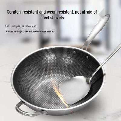 316 Stainless Steel Honeycomb Non-stick Wok