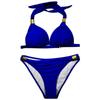 Two Piece Solid Color Bikini Set with Padded Cups Women Swimwear Halter Neck Top and Classic Bottom Beachwear