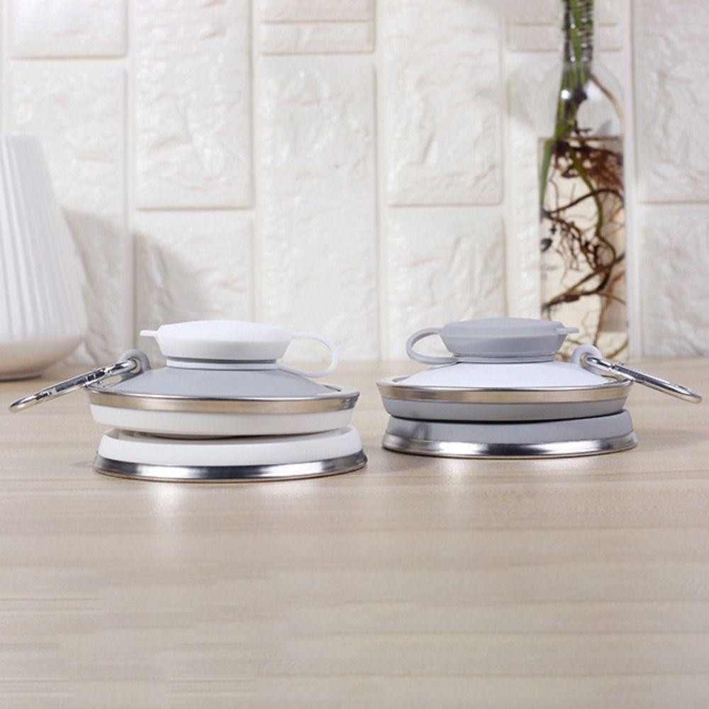 500ml Silicone Foldable Water Bottle Leak Proof with Hook Camping Collapsible Cup Heat Resistant Hangable Travel Foldable Cup