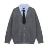 V-neck Knit Cardigan Preppy Vintage Colorblock Fake 2-piece Long Sleeve Casual Outerwear Teens