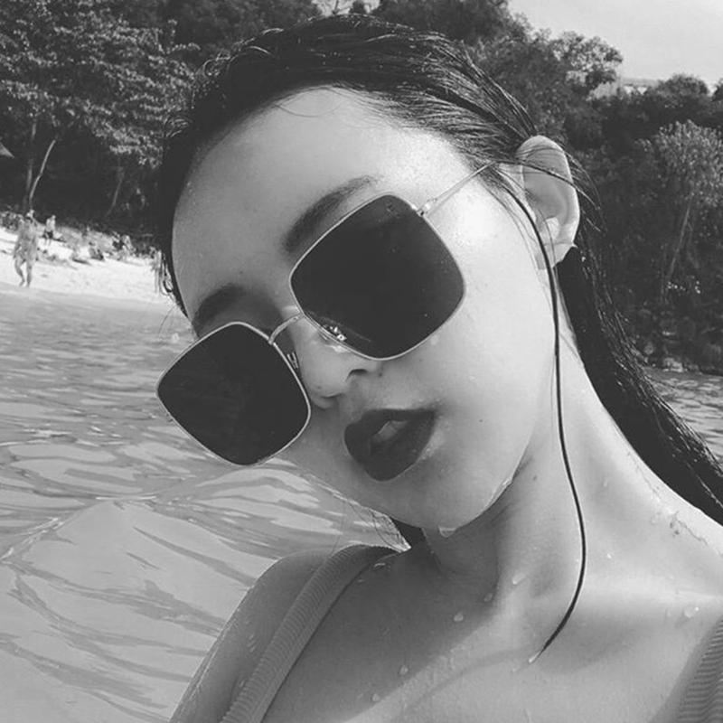 RMM brand Red Square Metal Sunglasses Women's Fashion Glasses Large Frame Sunglasses