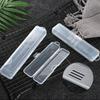 Makeup Brush Storage Box Clear Chopsticks Box Multifunctional Plastic Rectangle Case Durable Sturdy Tableware Storage Case