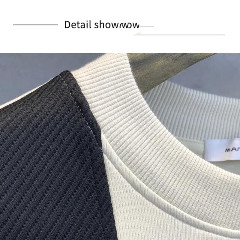 Sommer Boyfriend Frühling und Herbst Neue Spleißung O-Ausschnitt Kontrastfarbe Tasche Mode Locker Lässig Langarm Sweatshirts