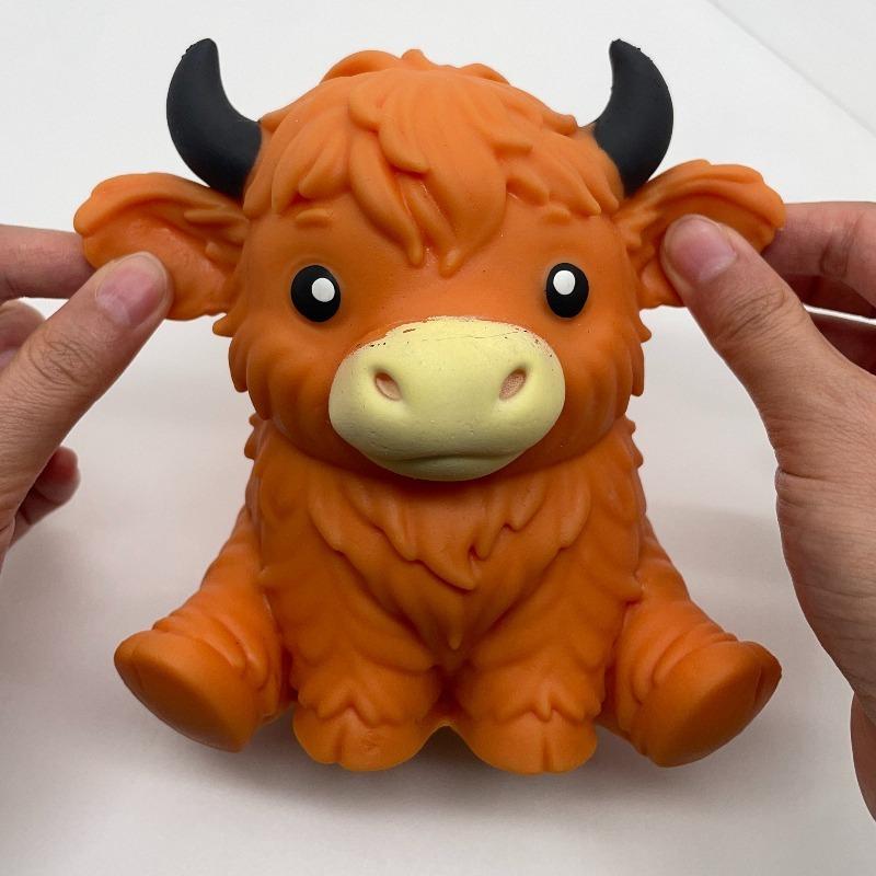 Jumbo Hooglandkoe Stressballen Squishies Fidget Speelgoed Knijpbal Fidget Speelgoed voor Volwassenen Langzaam Rijzend Stressverlichting Knijpspeelgoed
