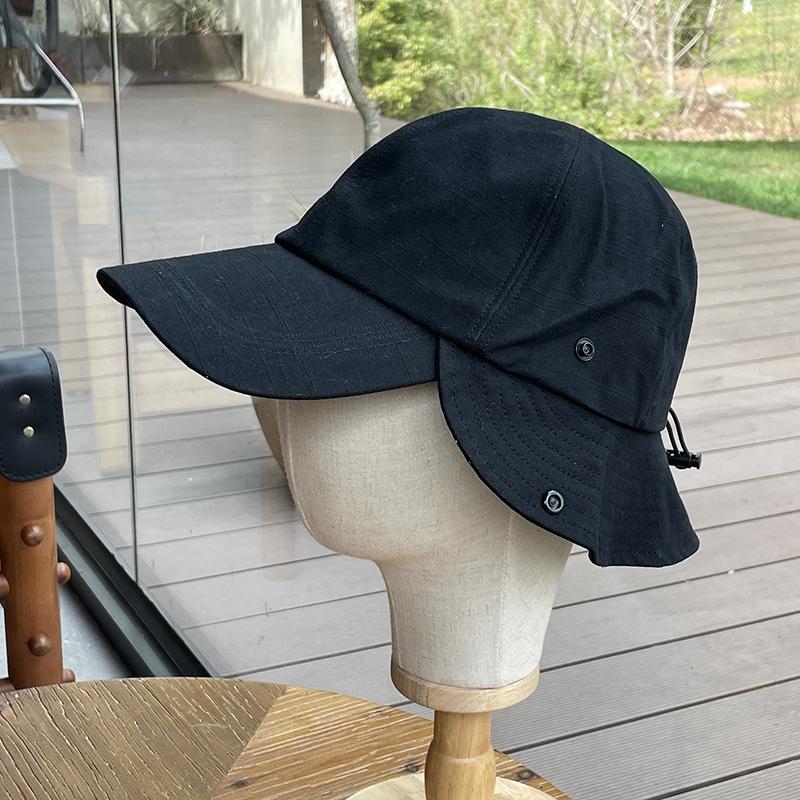 Design Sense Neck Protection Sun Baseball Cap Men Women Summer Sunscreen Bucket Hat Lengthened 8cm Brim Cotton Sun Cap