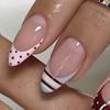 Almond Shape Manicure Set In Soft Pink with Mixed French Design, Dot Accent, Curved Line Detail, and Multi Size Tab Wear for Quick Style Update