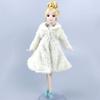 Lady Clothes Set for Barbie Doll Outfits Floral Slim Dress & Beige Fur Coat Parka For 1/6 Doll Accessories Toys For Children