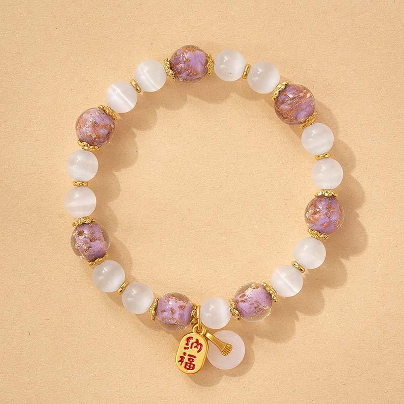 Luminous Cat's Eye Ash Glass Bracelet: Women's Luck-Changing Crystal Ornament