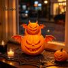 Pumpkin Table Centerpiece 2Pcs 3D Printed Demon Figurine, Devil Statue with Bat Trick or Treat Party Prop Wings & Horns, Spooky Sculpture for