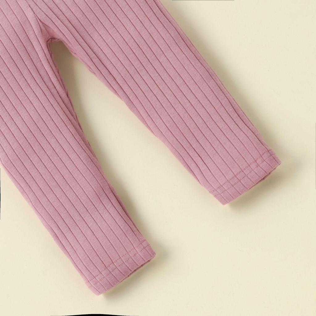 Infant & Toddler Ribbed Leggings: Elastic Slim Fit for Spring & Autumn - Solid Colors