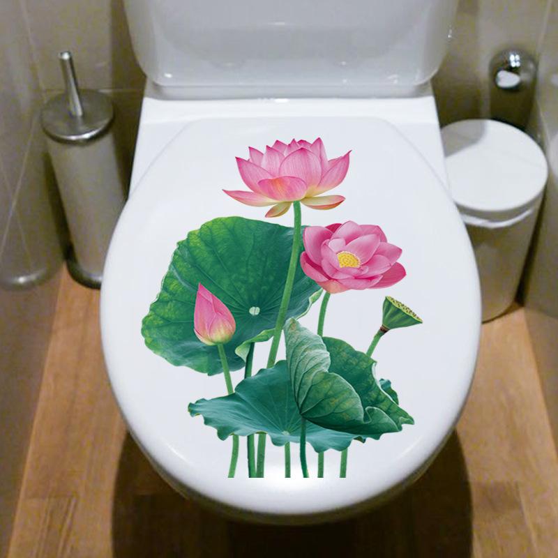 20*30CM Fresh Lotus Bathroom Toilet Seat Sticker Home Decor Room Wall Decal 2026 Christmas
