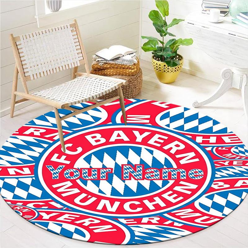 Bayern Munich Fan Gear Custom Name Round Area Rug Carpet Rug For Living Room Bedroom Sofa Playroom Decor Nonslip Floor Mat