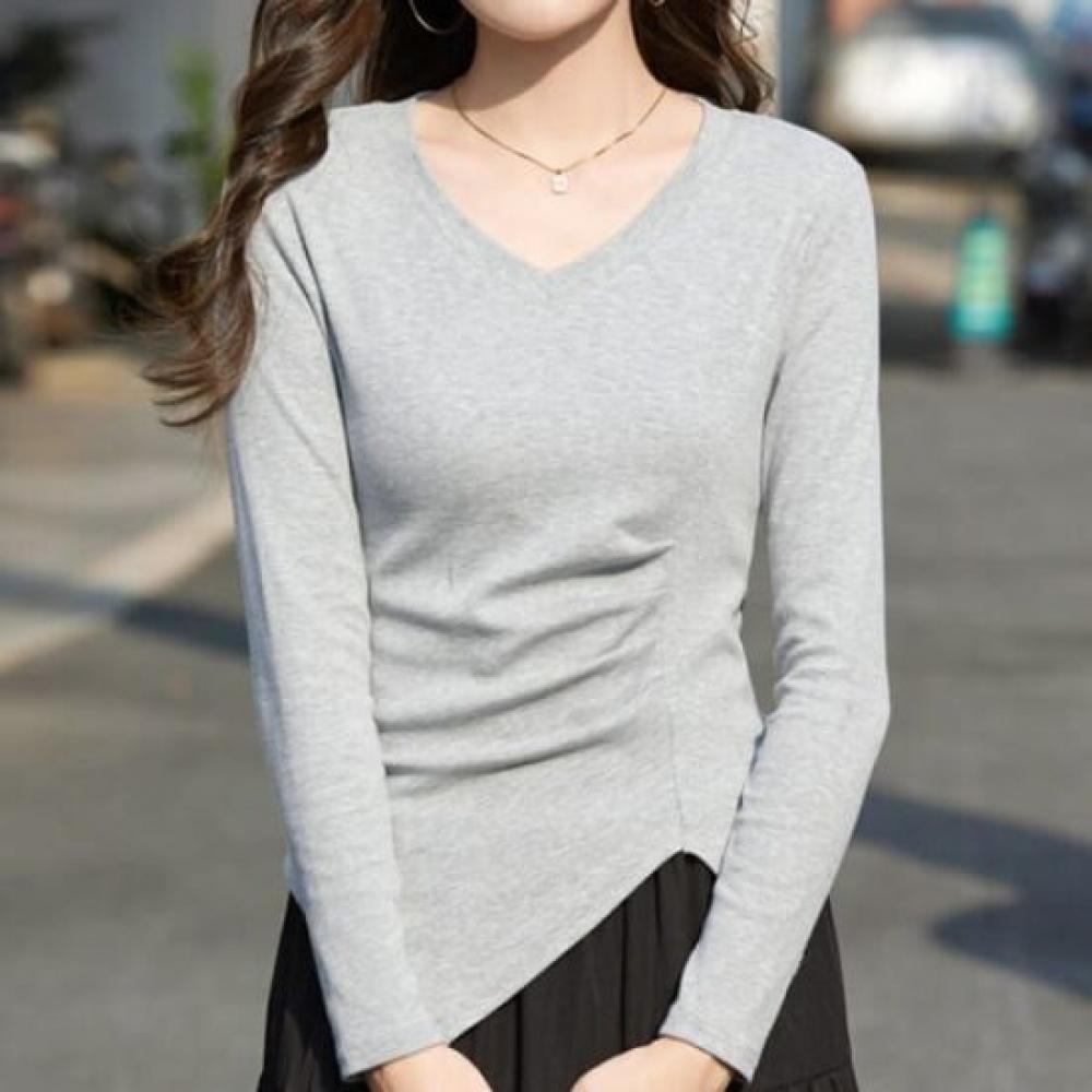 NaVaVa Unbalance V Neck Long sleeVe T shirT nT2987