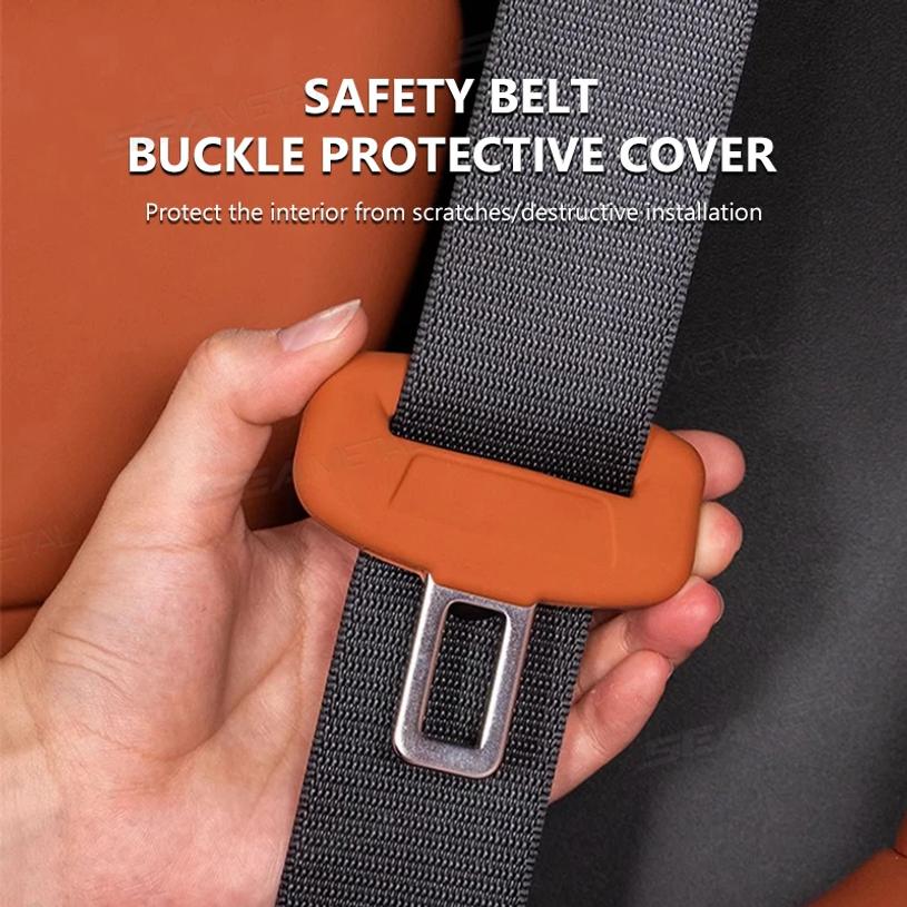 2Pcs Seat Belt Buckle Cover Anti-Scratch Rubber Car Seat Buckle Protector Clip Protection Cover Universal for SUV Sedan